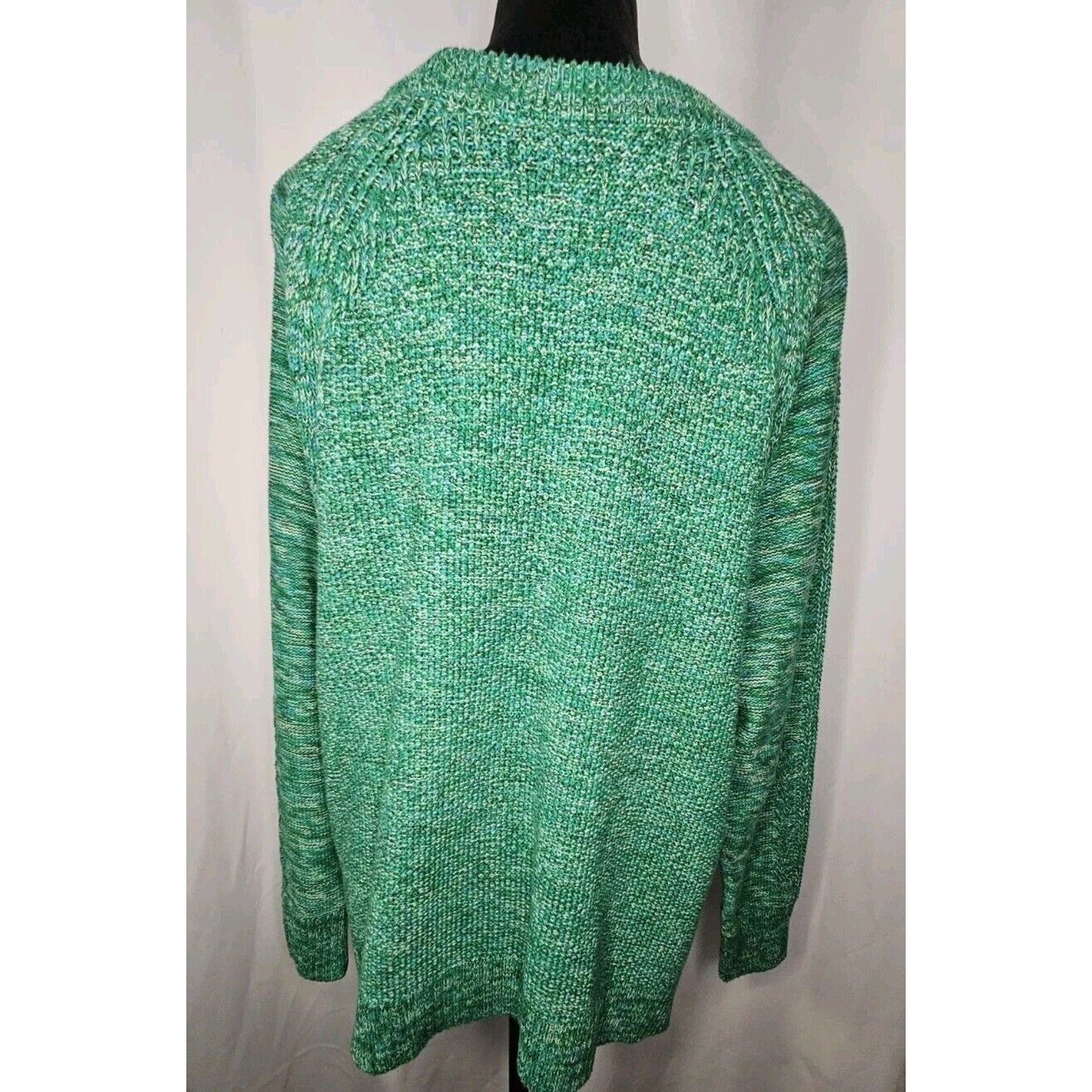 Gap Sweater Women’s XL Chunky Knit Green Crew Neck Pullover Sweater 100% Cotton