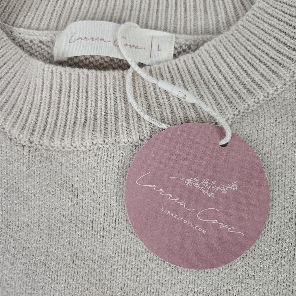 NWT Intarsia Floral Knitted Oversized Sweater Large Cream Brown Flowers