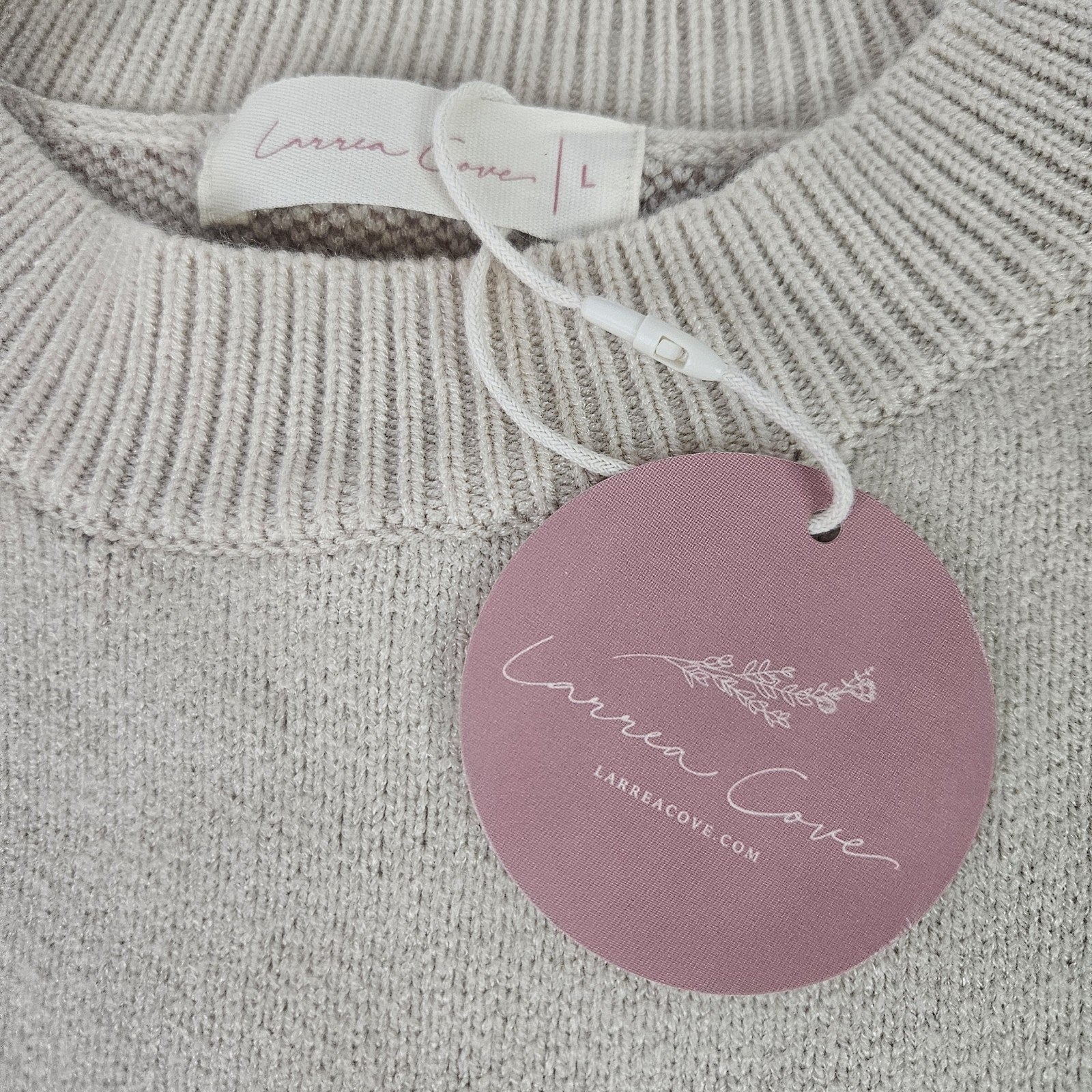 NWT Intarsia Floral Knitted Oversized Sweater Large Cream Brown Flowers