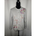 Vtg Heirloom Collectibles Embroidered Floral Cardigan Sweater Medium Cottage