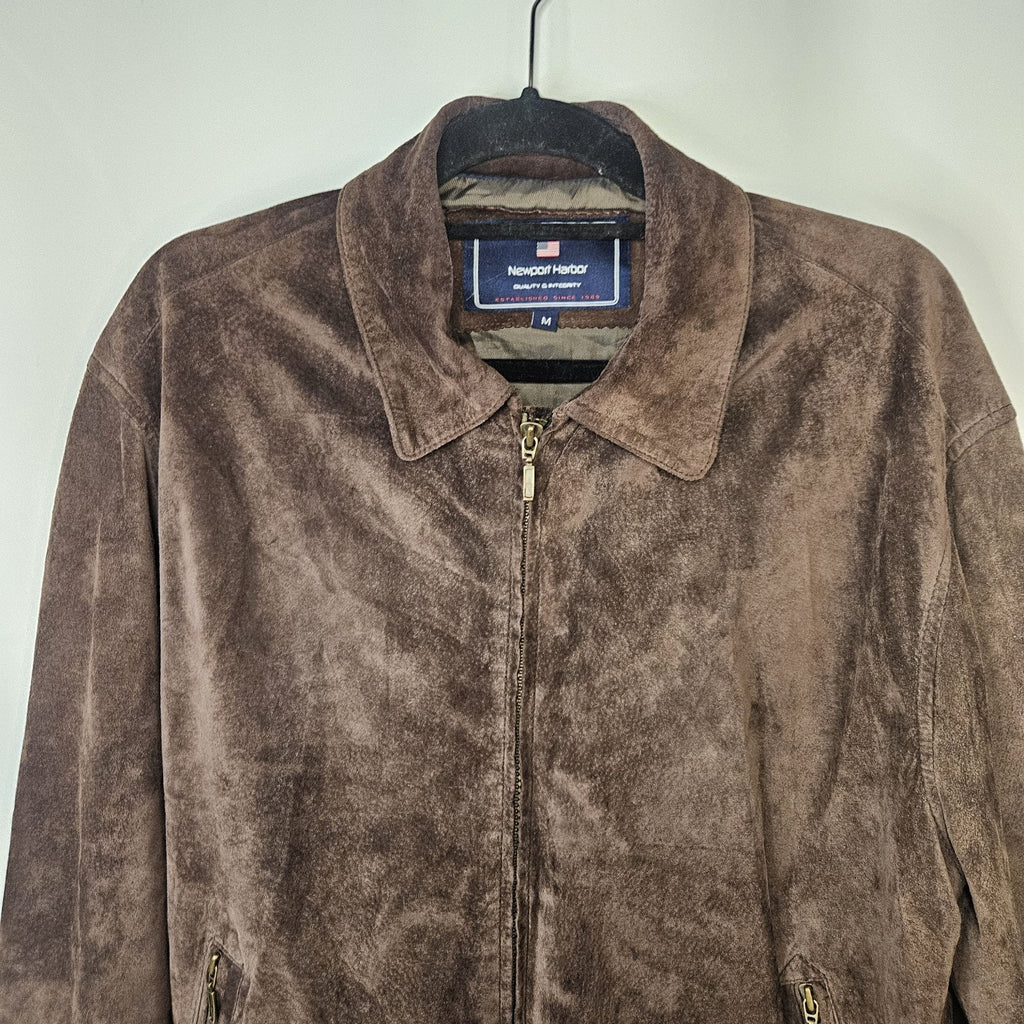 Y2K Vintage Newport Harbor Men's Classic Brown Suede Jacket Medium