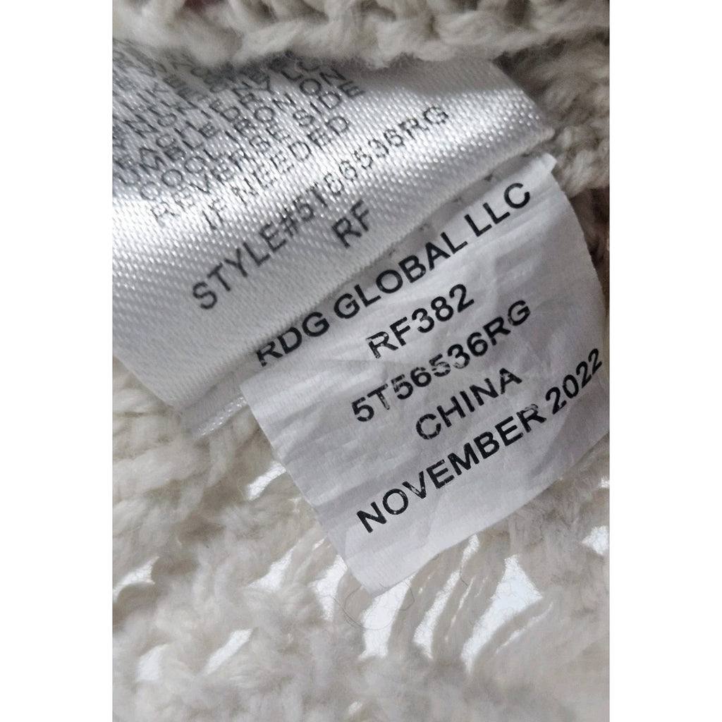 Freshman 1996 White Chunky Knit Long Cardigan Open Front Sz XL
