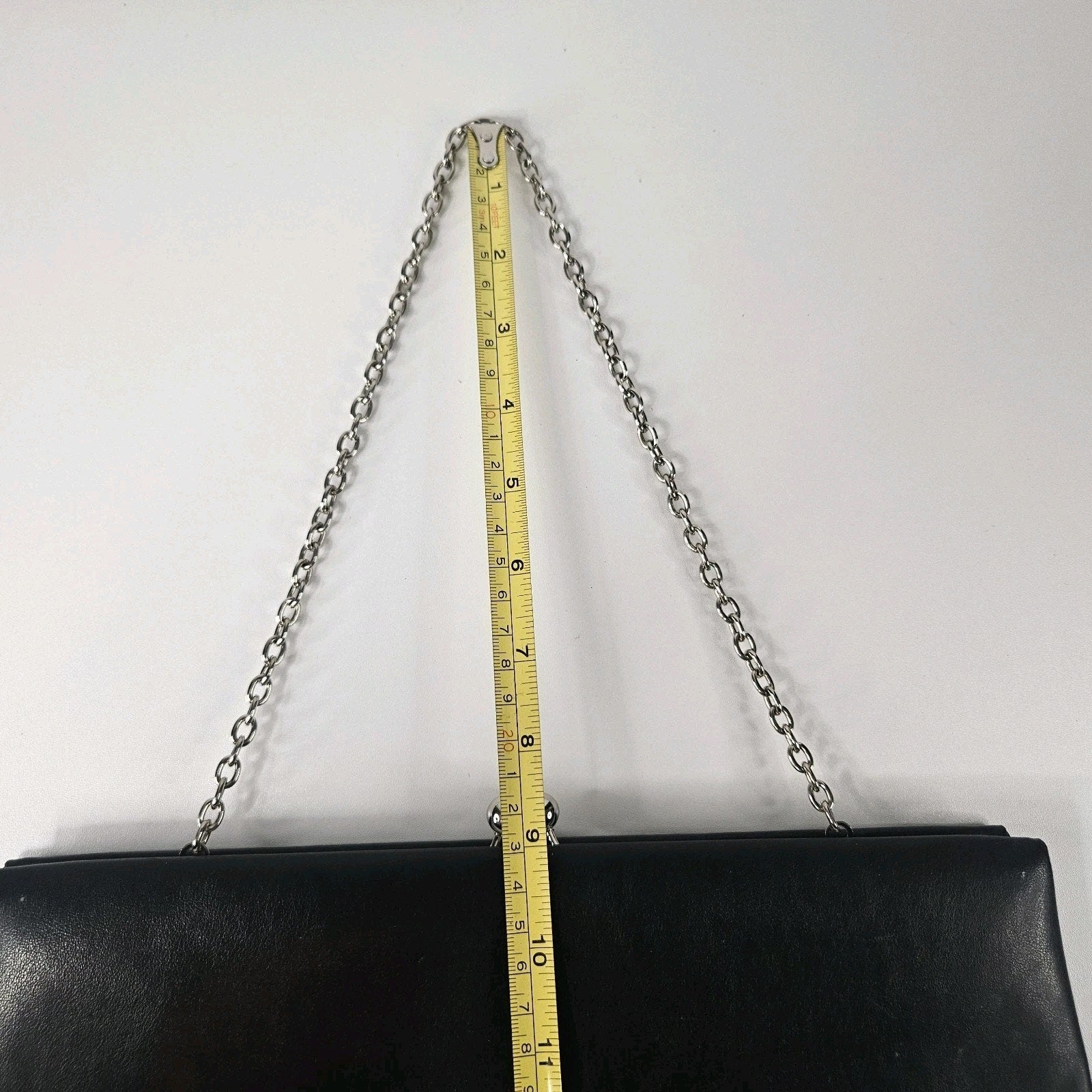 Worthington Black Faux Leather Clutch/Purse w/ Silver Chain Strap 12X6” Classic