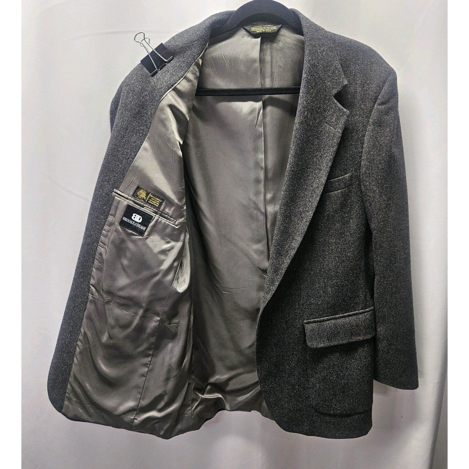 100% Pure Wool Jacket Blazer Coat USA Made VTG By BROOKE & DEANE 40R