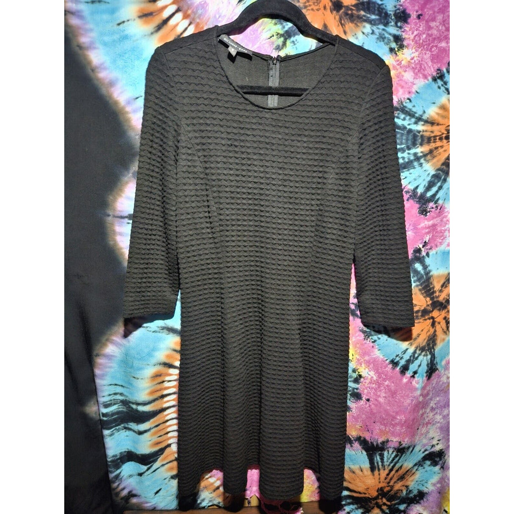 Buchanan Kane Dress Fit & Flare Black Textured Mid Dress Women's Size 6 Stretch