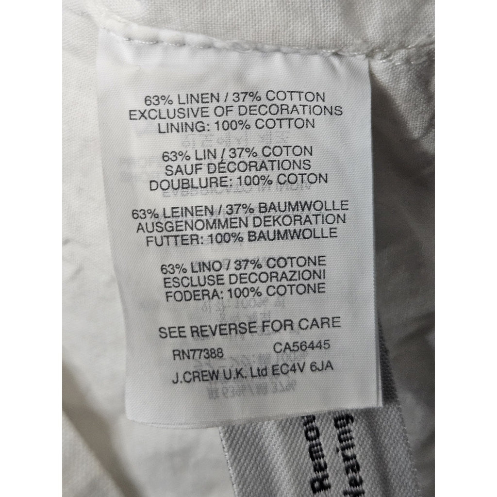 J.Crew Dress 0 White Linen Iridescent Sequin V-Neck Sleeveless Mini Shift