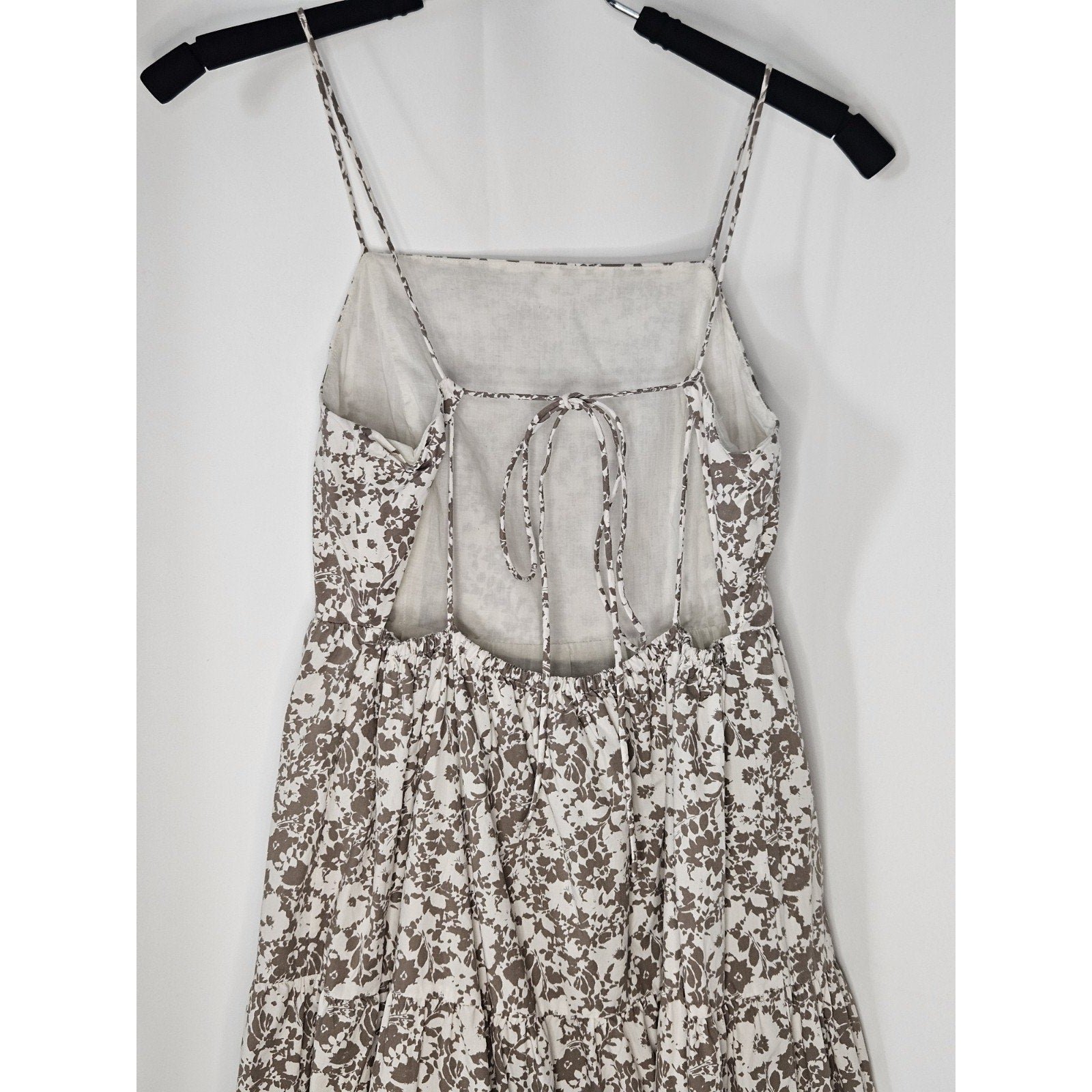 Rails Leni Floral Midi Dress Cafe Adjustable Back Tie Straps Tiered Skirt Small