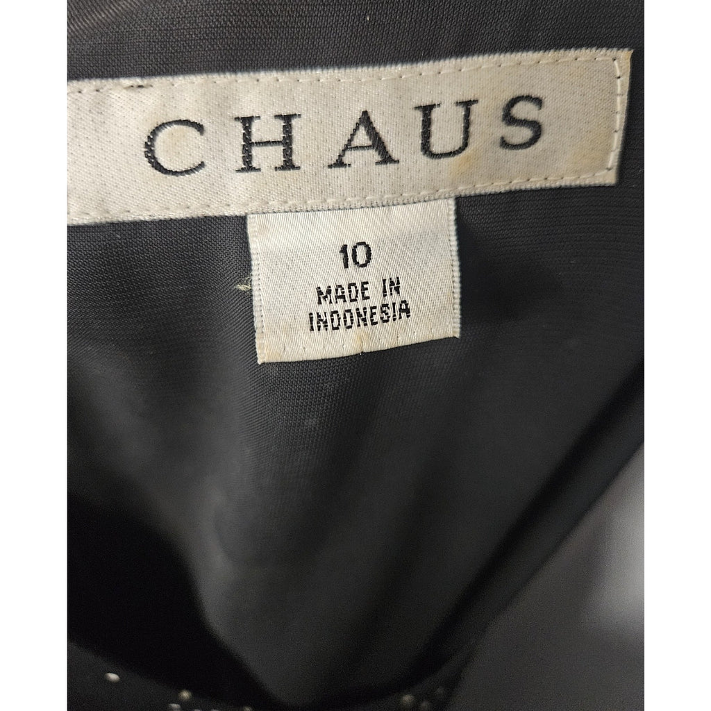 Chaus Maxi Dress Women's Size 10 Black White Polka Dots Maxi Full Length Vintage