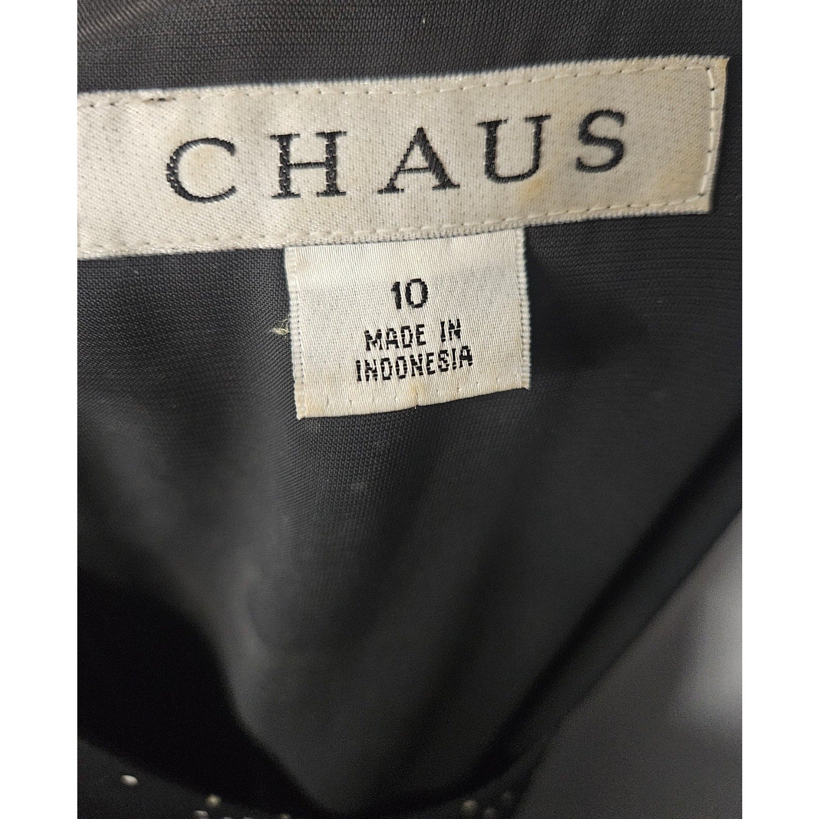 Chaus Maxi Dress Women's Size 10 Black White Polka Dots Maxi Full Length Vintage