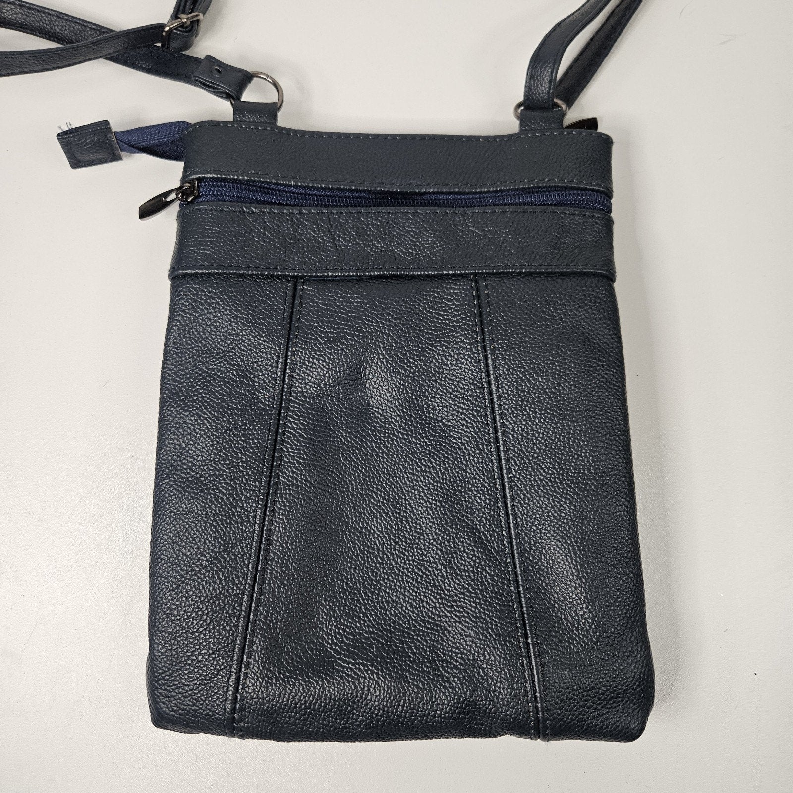 Krediz Leather Navy Blue Crossbody Bag Travel Purse 5 Compartments