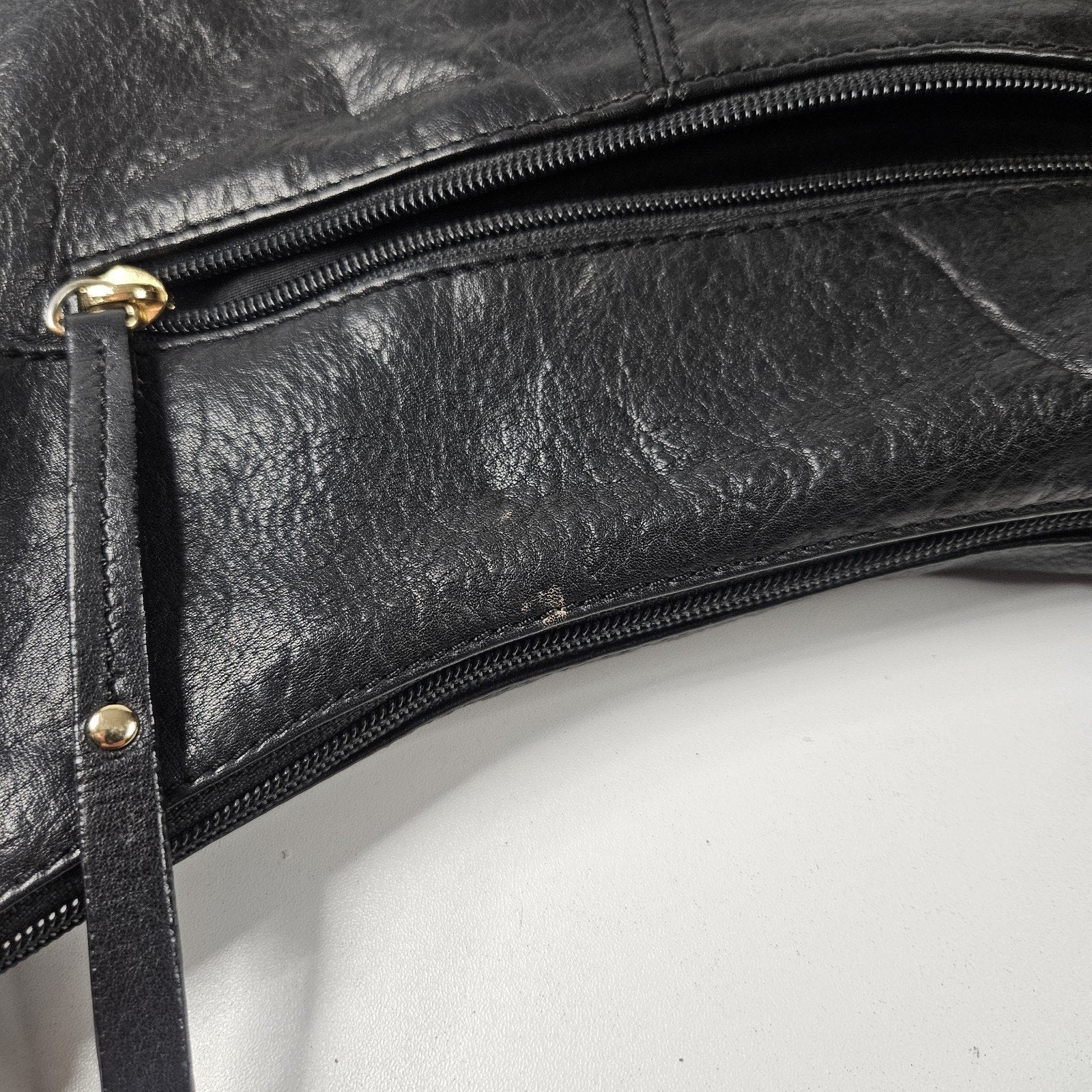 Stone Mountain Claudette Satchel Black Leather Shoulder Bag Purse Hobo Bag