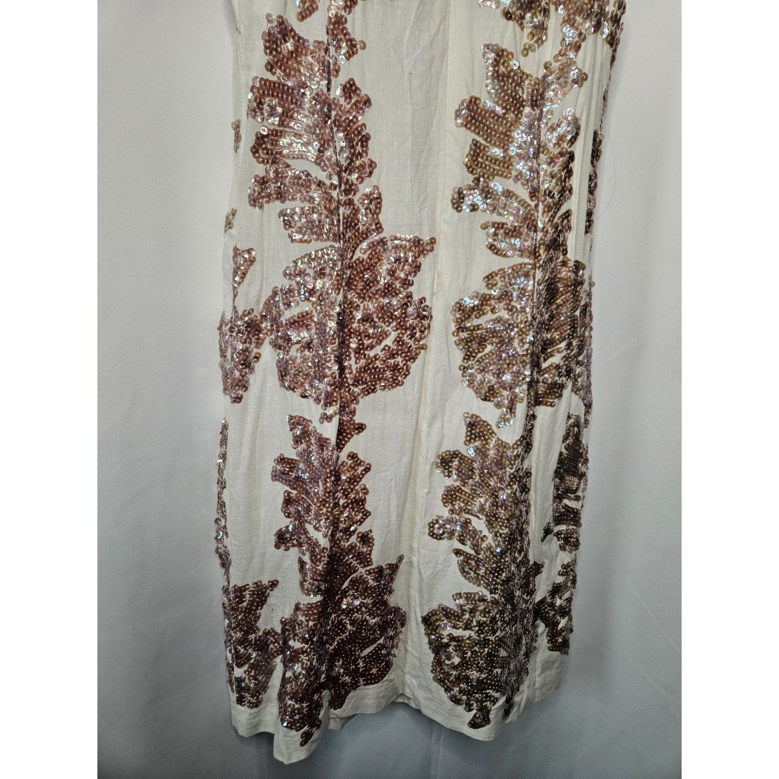 J.Crew Dress 0 White Linen Iridescent Sequin V-Neck Sleeveless Mini Shift