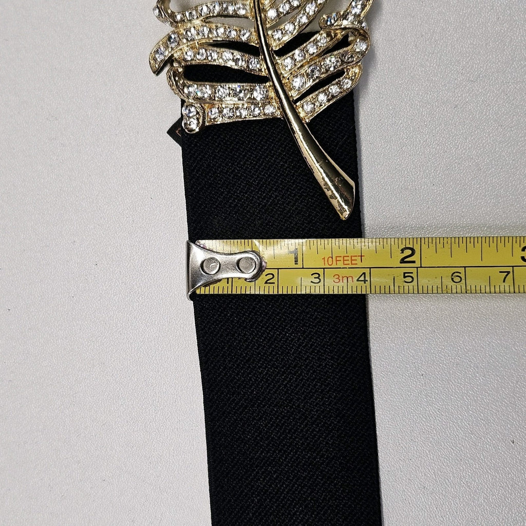 BCBG MAXAZRIA Womens Rhinestone Leaf Stretch Ajustable Waist Belt Size Small
