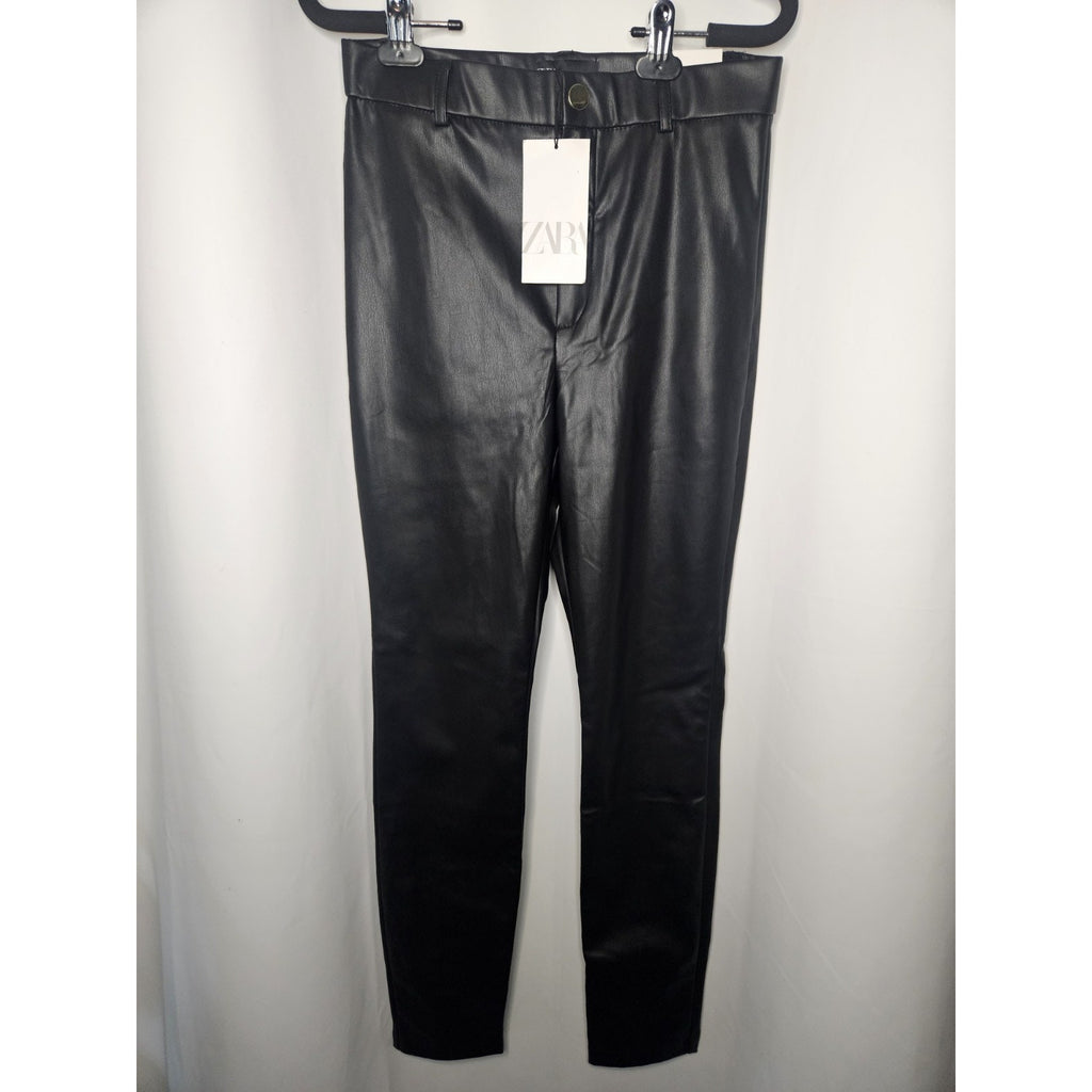 NWT Zara Women’s Faux Leather Black High Rise Legging Pants Size Medium