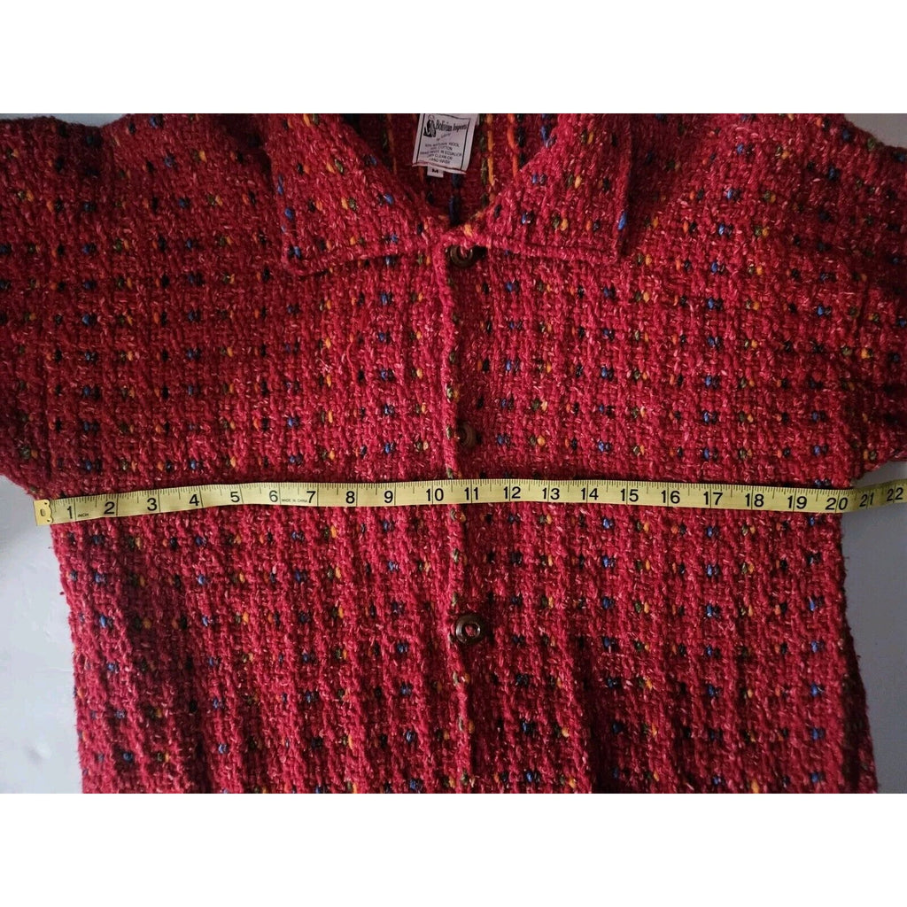 Bolivian Imports By Lucy Red Wool & Cotton Blend Knit Jacket Women's Medium
