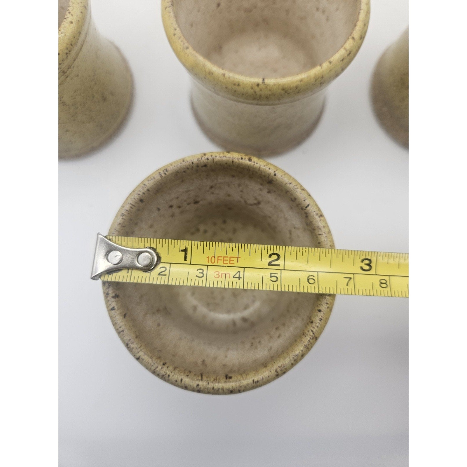 Studio Pottery Stoneware Speckled Glaze Pottery Mug Set Of 4 - 6.8 Oz Signed