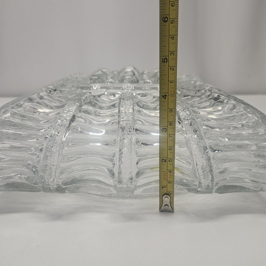 Art Deco Square Glass Bubble Pattern Flush Mount Ceiling Light Austria 1960s