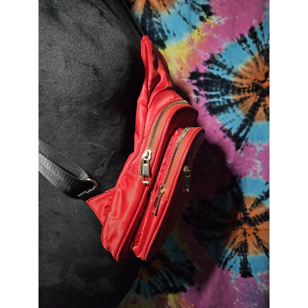 Olivia Miller Riley Sling Bag Bright Red & Leopard Print Lining Crossbody