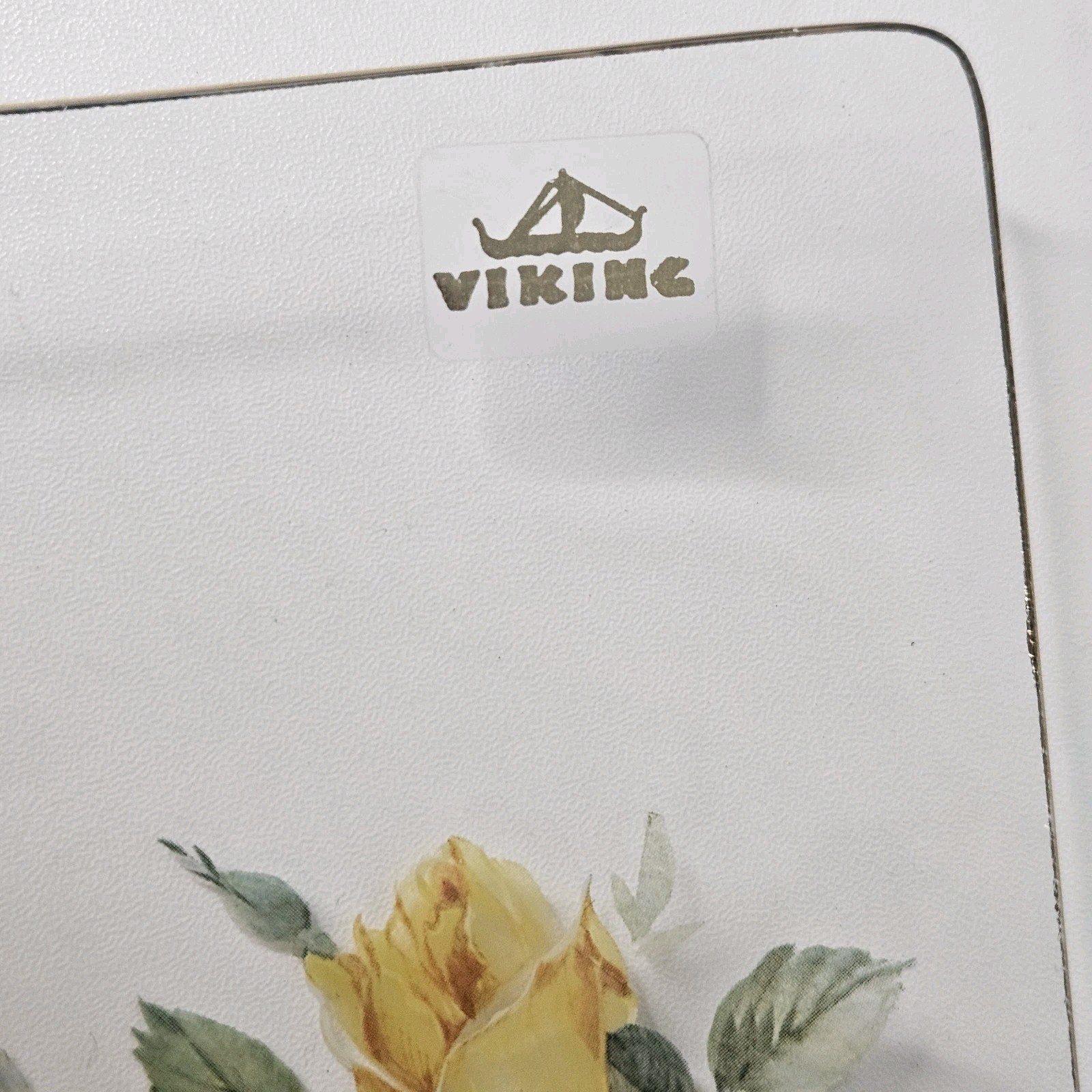 Vintage Viking Glass Hand-Painted Floral Serving Platter Tray Mid-Century Modern