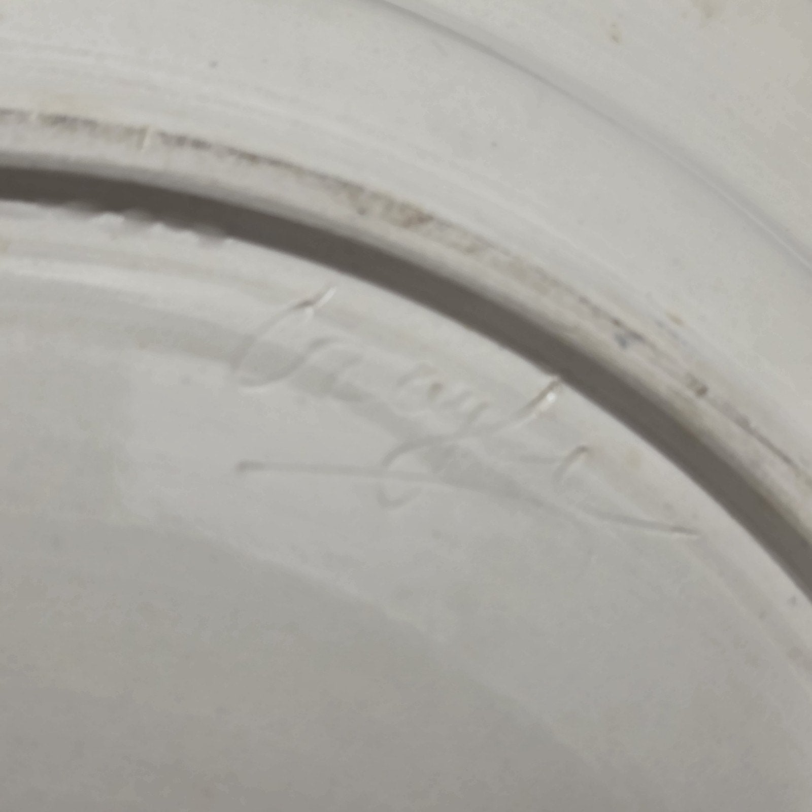 Vtg Handmade Pottery Ceramic Plate Blue Swirl Plate 13 3/4" Signed Home Decor