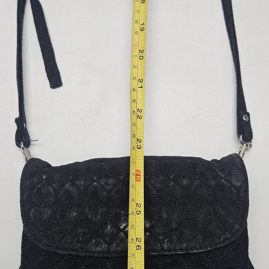 Vintage Wilsons Leather Maxima Black Suede Crossbody Quilted 90s Y2K Goth Grunge