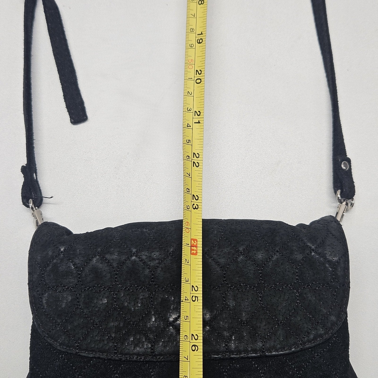 Vintage Wilsons Leather Maxima Black Suede Crossbody Quilted 90s Y2K Goth Grunge