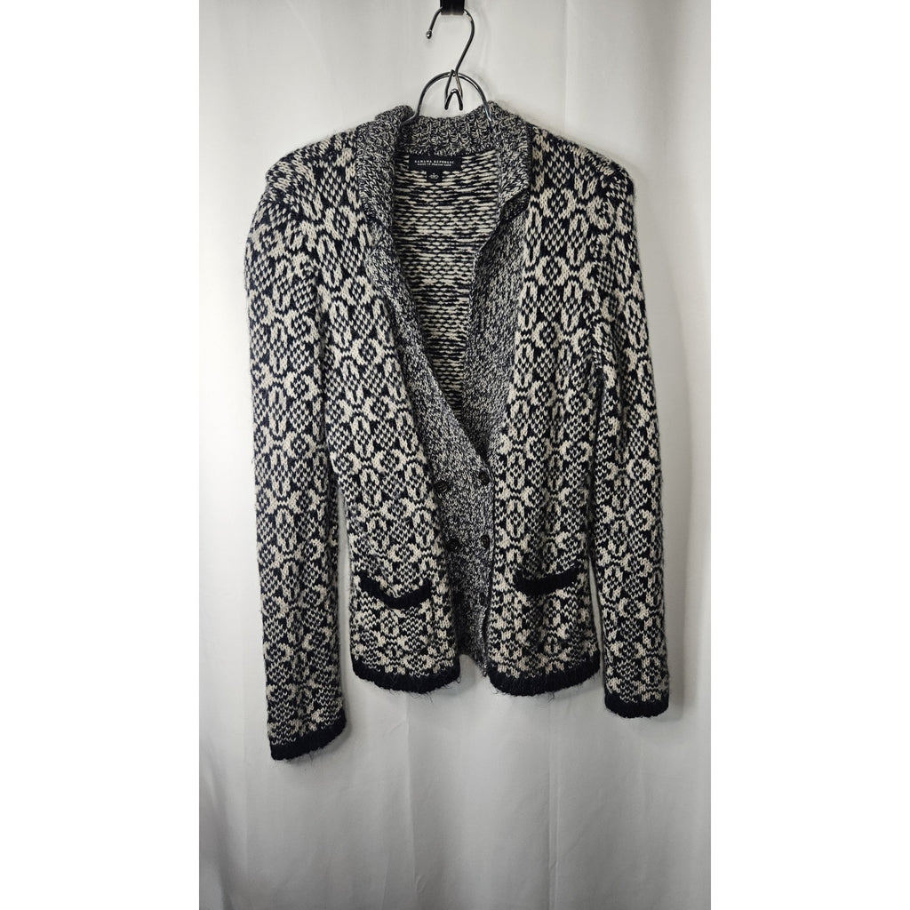 Banana Republic Navy & White Fair Isle Alpaca Blend Cardigan Sweater Size Small