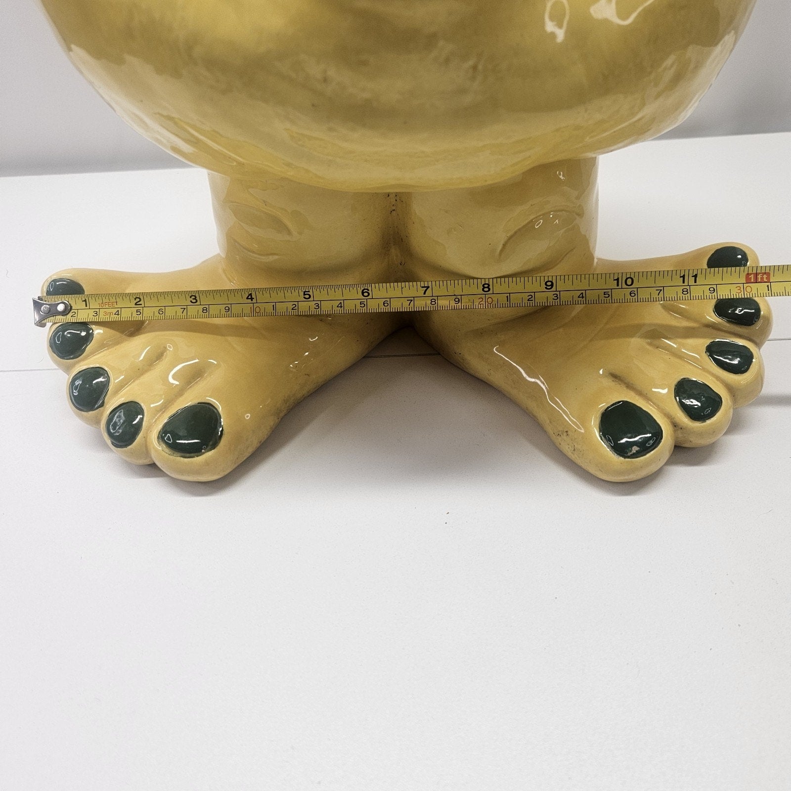 Vintage Handmade Funny Face Troll Ceramic Planter Yellow Garden Gnome Yard Art