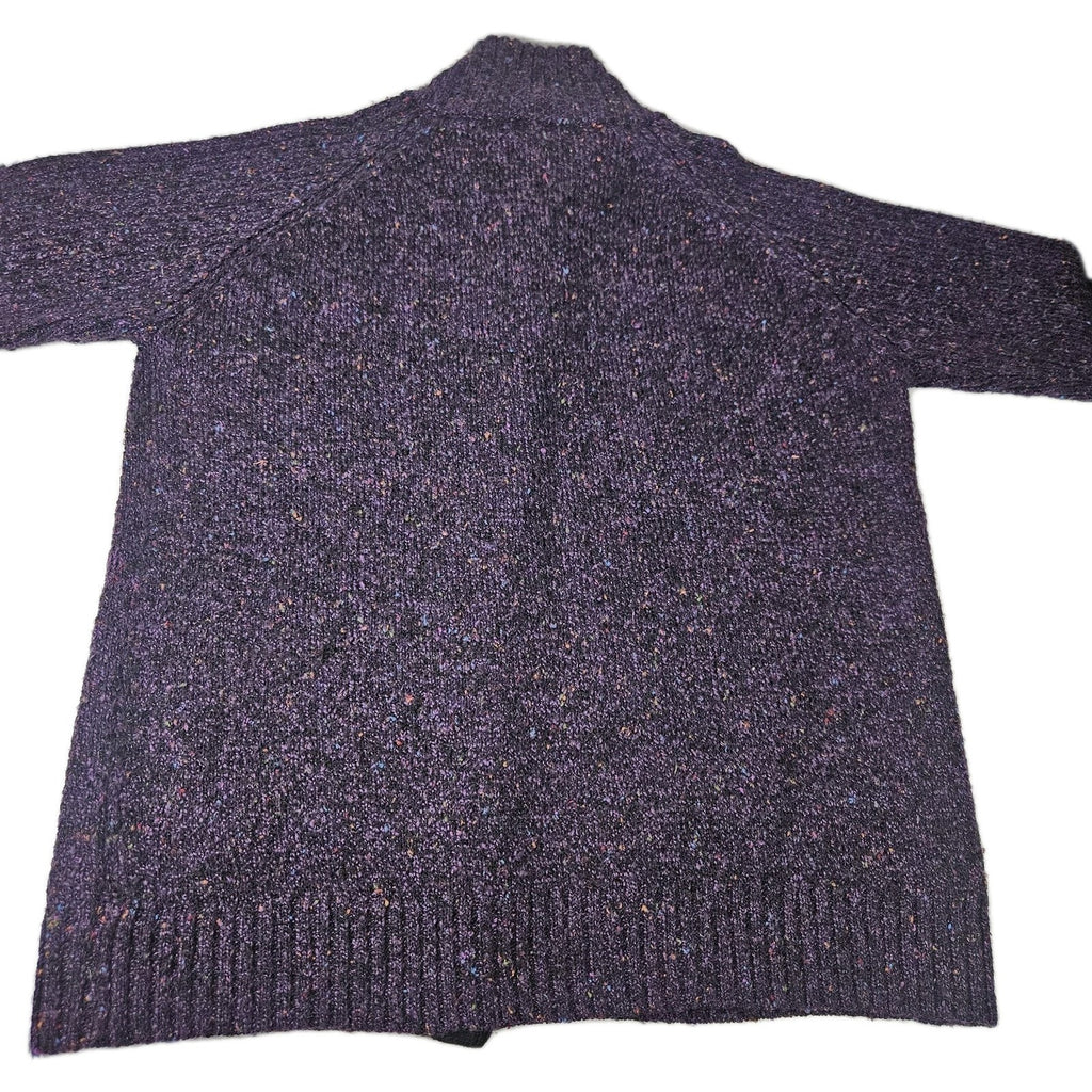 90s Chunky Knit Cardigan Sweater Purple Speckled Plus Size 1X Granny Cottage