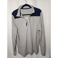 Vintage Le Tigre Sweater Mens Large Gray Navy Quarter Zip Mock Neck Pullover 90s