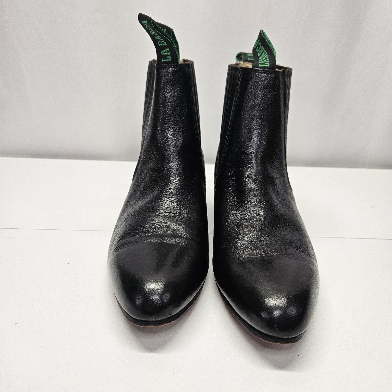 La Barca Men's Black Leather Botin Charro Size 9 Western Ankle Pull On Boots