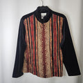 Coldwater Creek Retro Sz 1X Velvet Red Abstract Emboridered Zipper Front Jacket