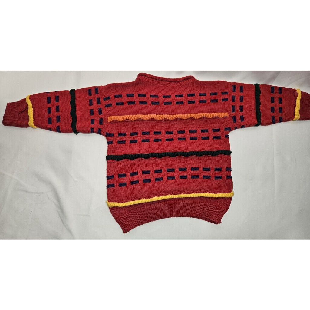 Vintage Crayola Kids Knit Sweater XS 80s Colorful Pullover Sweater US Made