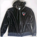 NBA Chicago Bulls Logo Full Zip Black Velour Track Jacket Womens Medium Red NWOT