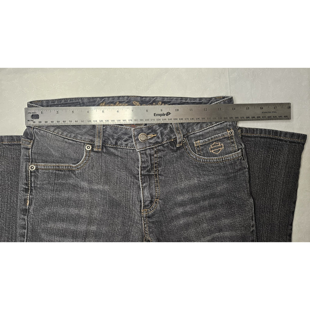 Vintage Harley-Davidson Women's Gray Wash Denim Jeans Sz 4 Bootcut Leg Biker