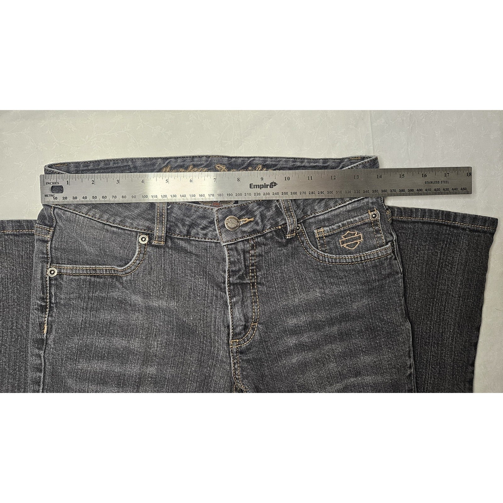 Vintage Harley-Davidson Women's Gray Wash Denim Jeans Sz 4 Bootcut Leg Biker