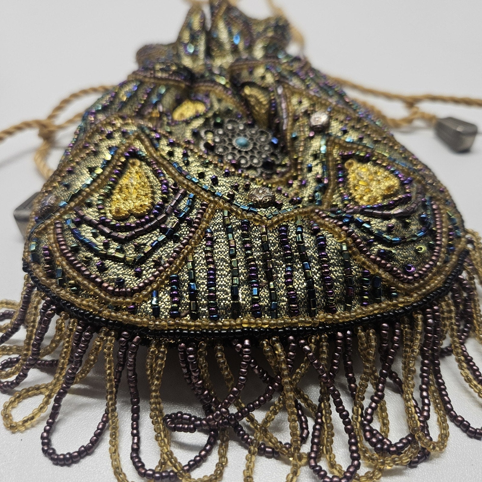 VTG Y2K Jessica McClintock Beaded Cinch Purse Baguette Fairy Whimsigoth