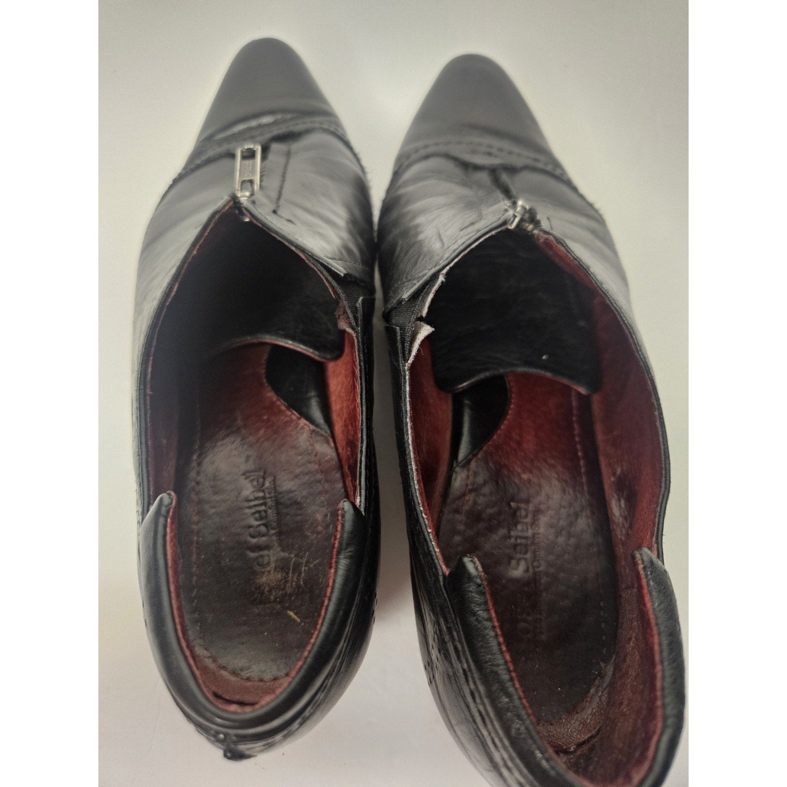 Josef Seibel Black leather Booties Front Zip Career Casual Shoes EU 38 US 7 Low