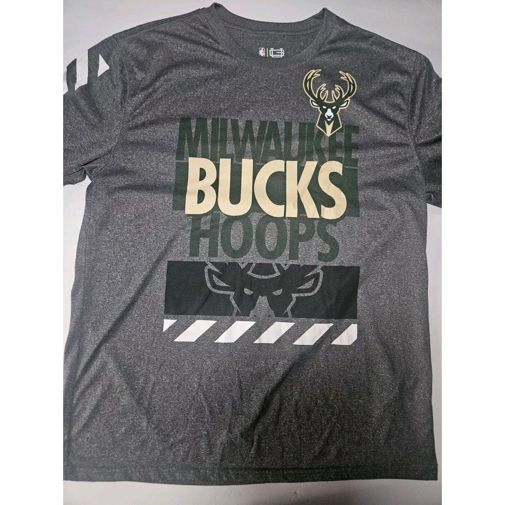 Milwaukee Bucks Ultra Game Dry Fit Long Sleeve Mens Large Grey, Green, White