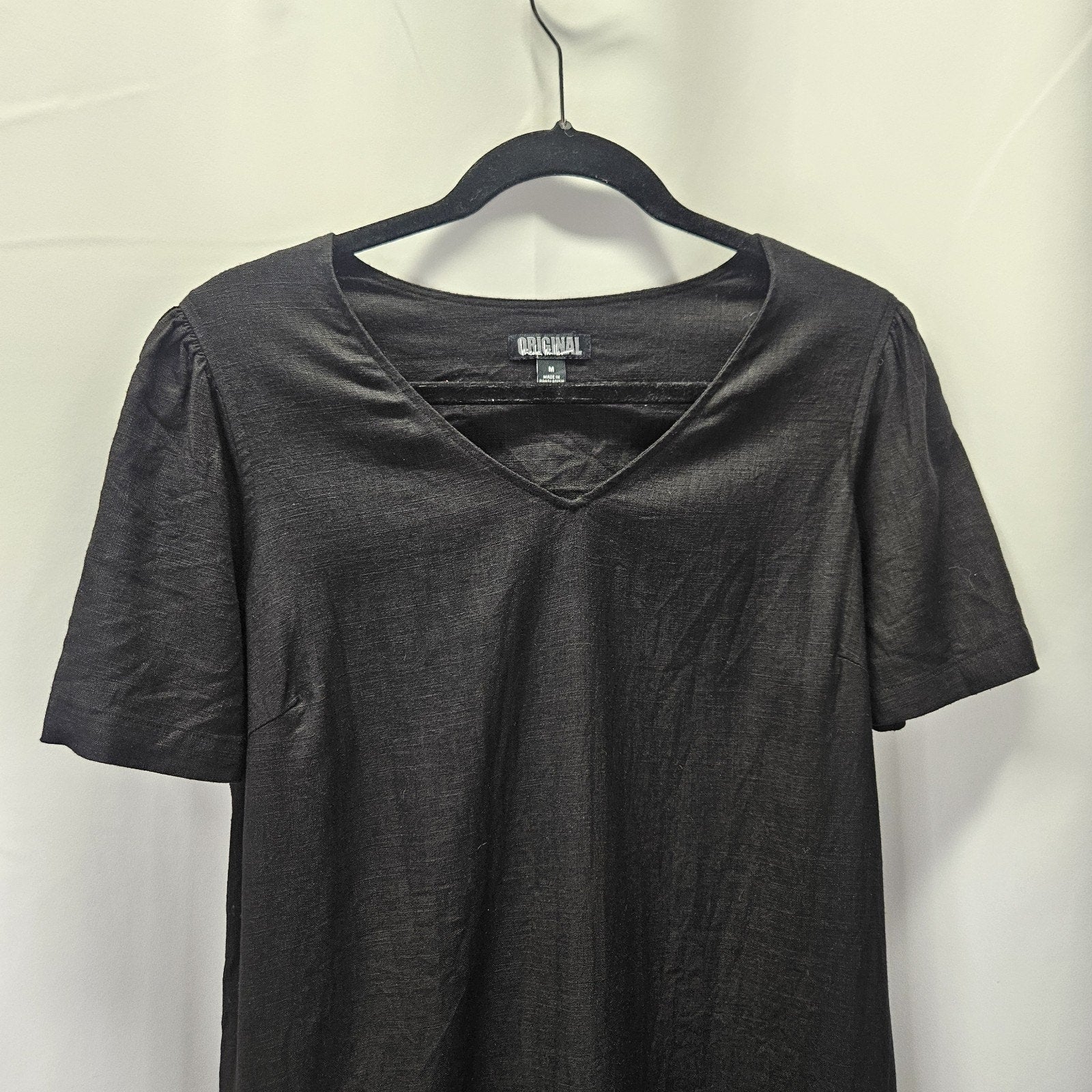 Nicole Miller Original Linen Blend Black Short Sleeve Dress Size M Classic Mini