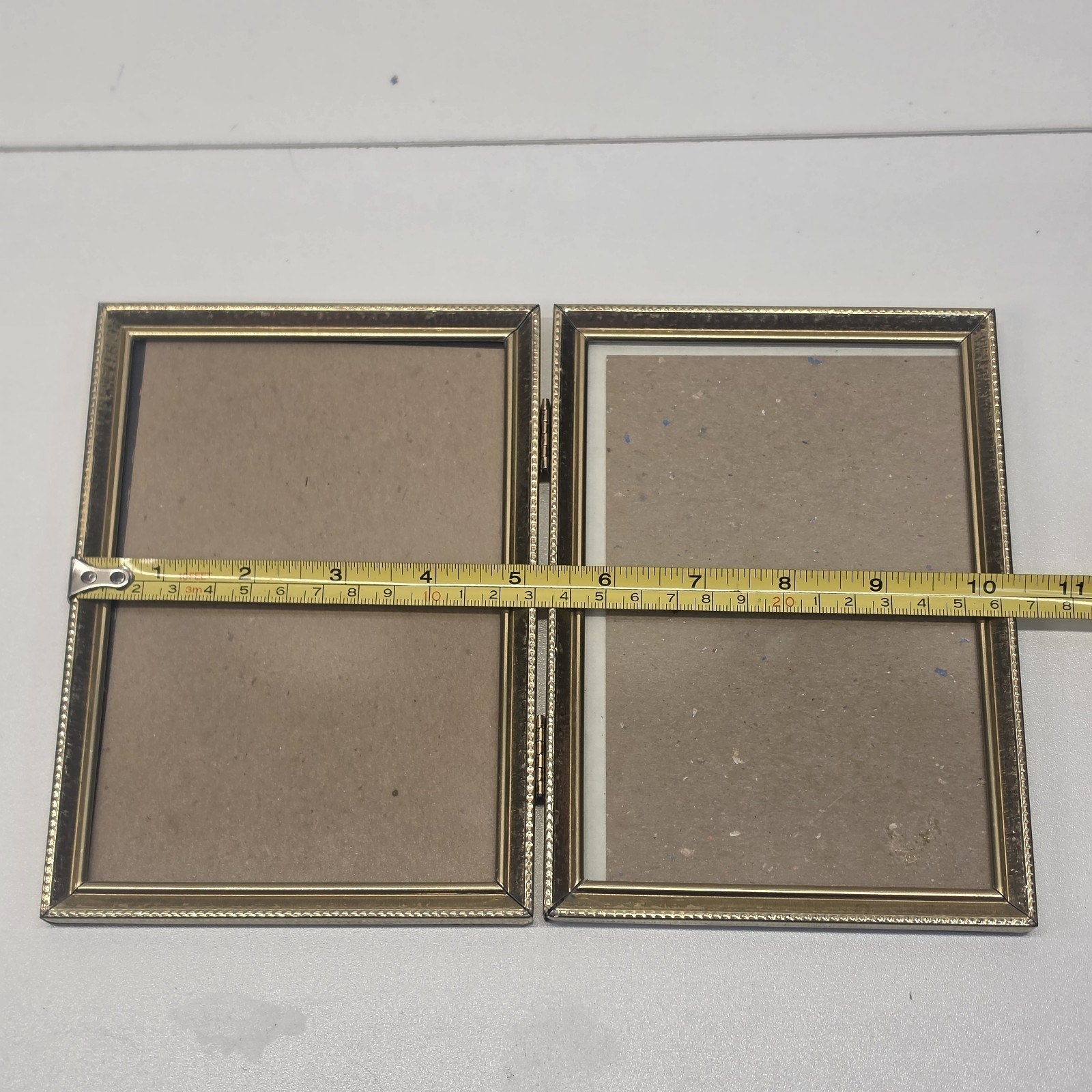 Vintage 80s Gold Tone Bi-fold Picture Frame Double 5x7" Glass Table Top