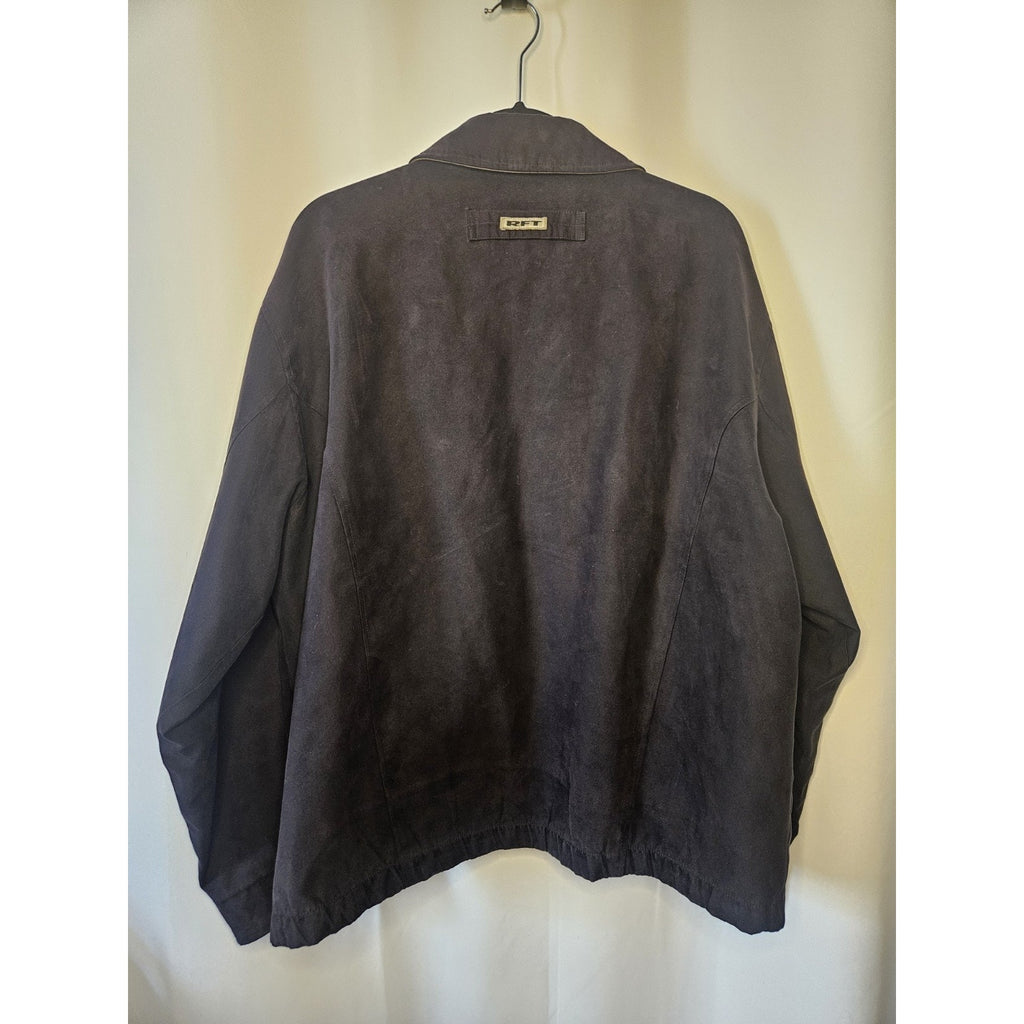 Vintage RFT Rainforest Black Micro Suede Jacket XL Inside Zipper Phone Pocket