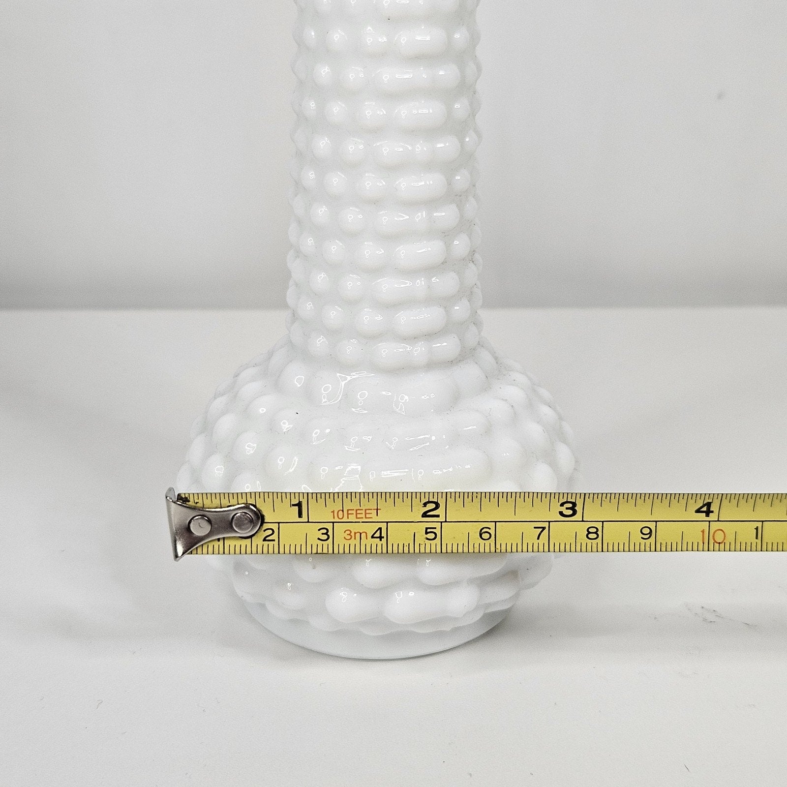 EO Brody Co Hobnail Bud Vase White Milk Glass Bubble Flower Vase USA 1960s Retro