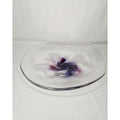 Vintage Signed Studio Art Glass Bowl Mid Century Modern Studio Clear Purple Whit