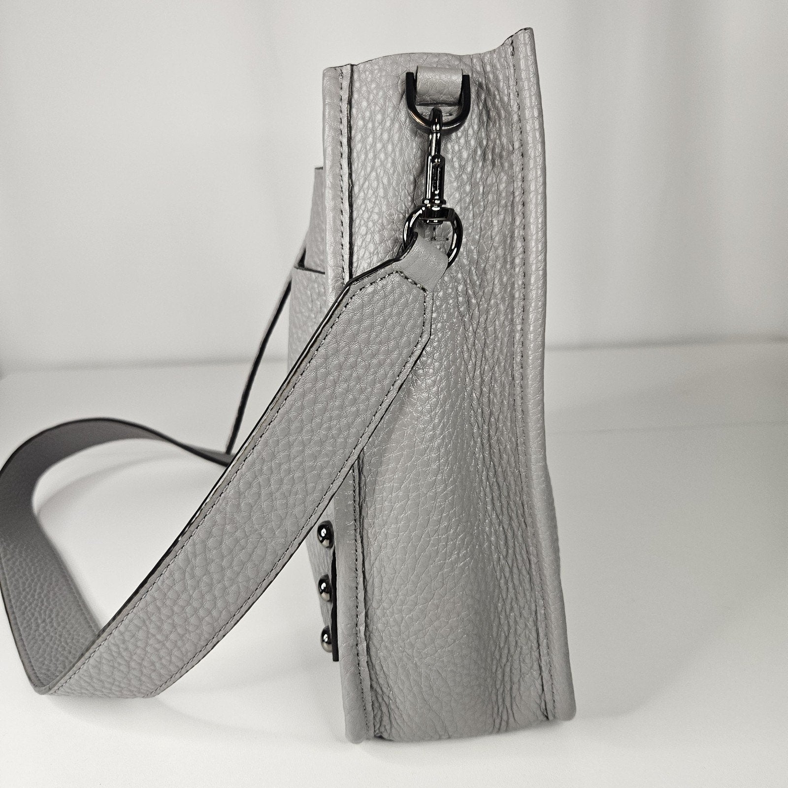 Rebecca Minkoff Unlined Feed Leather Crossbody Bag Gray Studded