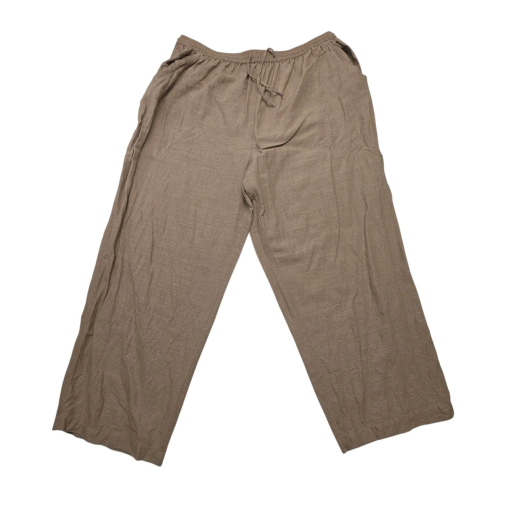 Beige Pull On Lightweight Wide Leg Chino Maggie Barnes Womens Pants Plus Size 2X