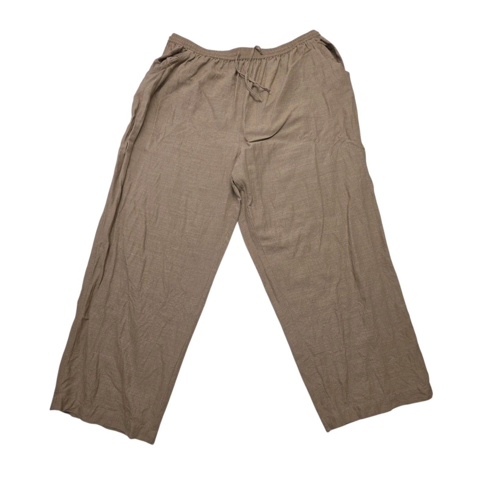 Beige Pull On Lightweight Wide Leg Chino Maggie Barnes Womens Pants Plus Size 2X