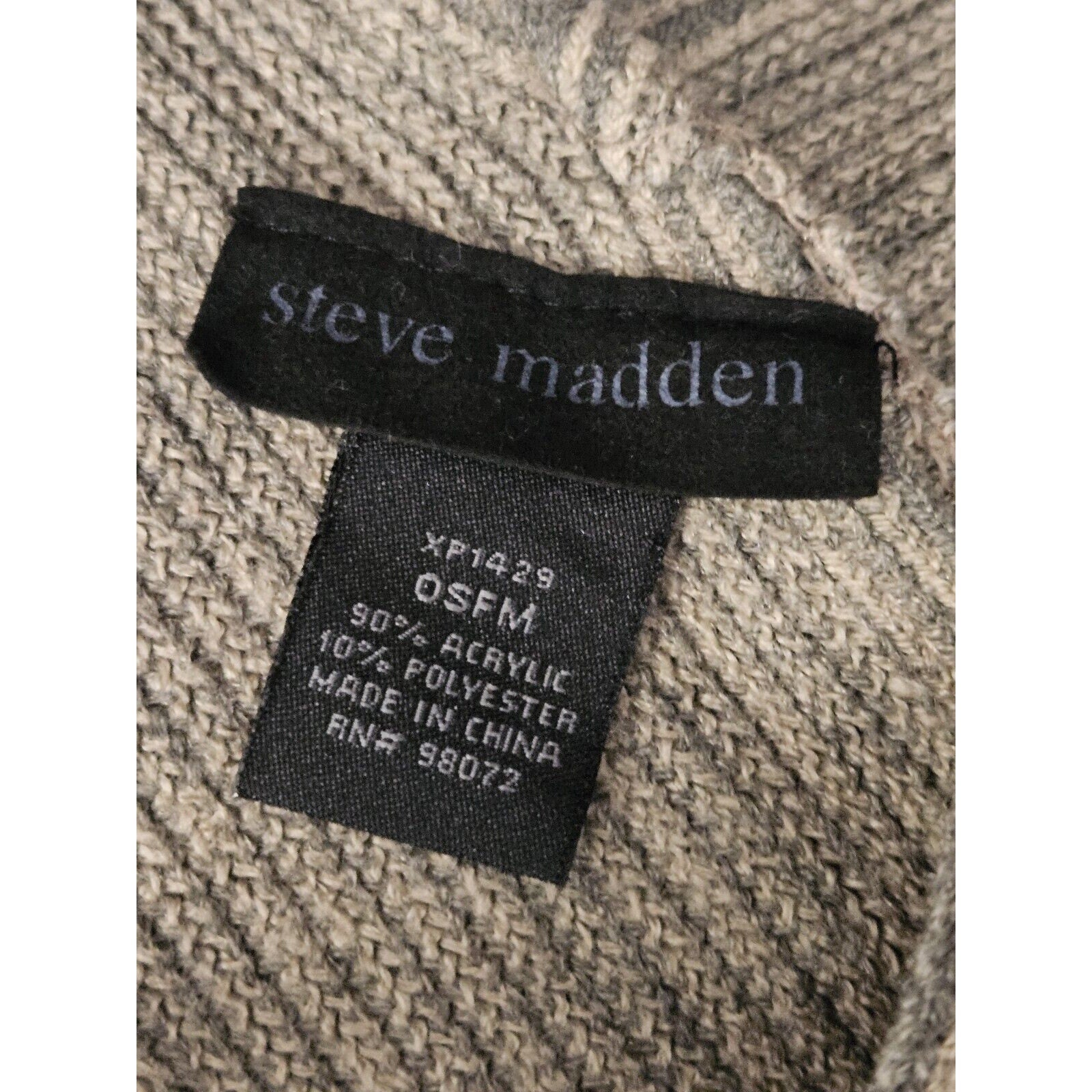 Steve Madden Women's Grey Tasseled Fringe Poncho Cape One Size Two-Tone