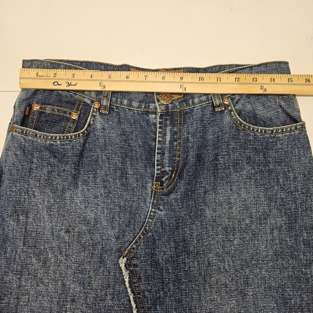 Nwt Vtg Y2K CREST The Collection Patchwork Blue Jean Skirt Maxi Fringe Sz 11/12