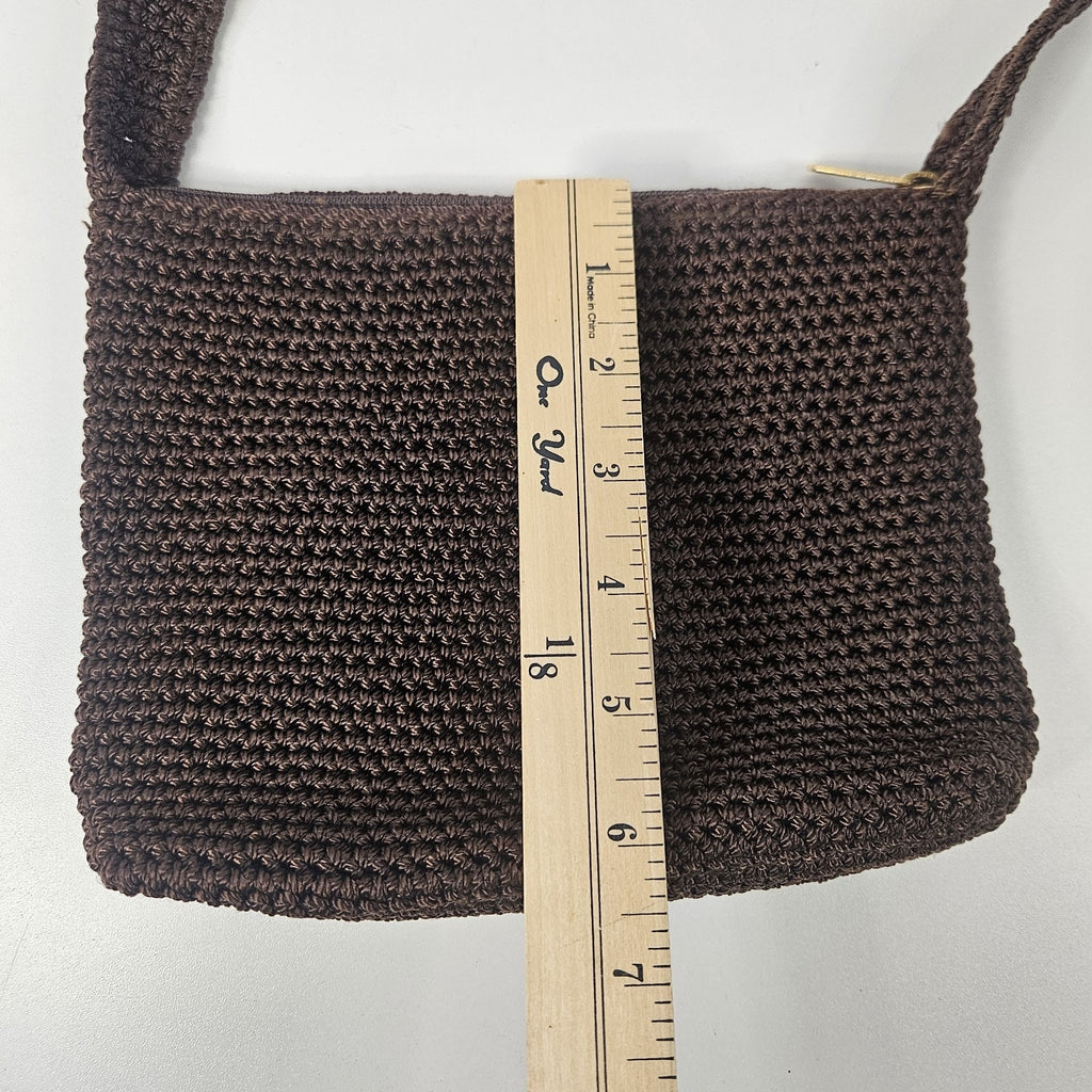 The Sak Chocolate Brown Crochet Shoulder Bag Zip Top Zip Pockets Boho Y2K Small